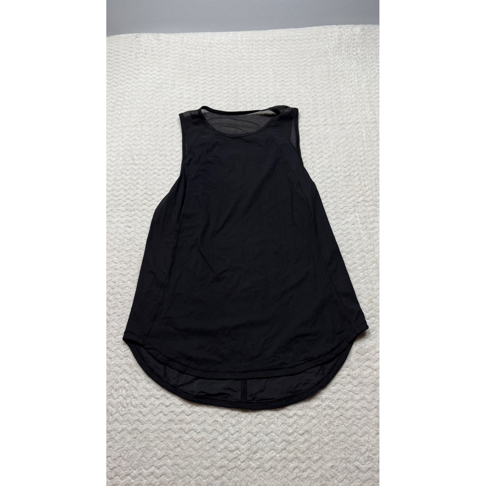 Lululemon Black Mesh Panel Sleeveless Activewear Tank Top Keyhole Back 4968